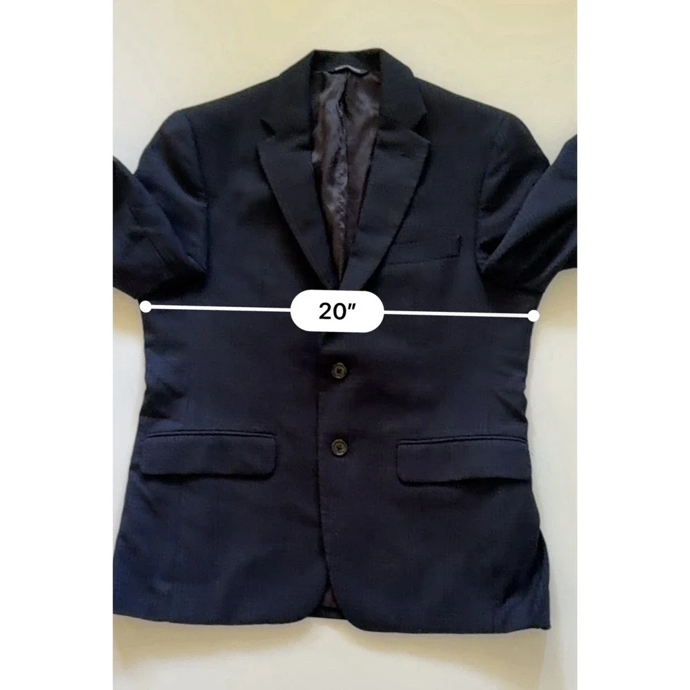 Ralph Lauren Men's Navy Wool Sport Coat Blazer 38S 98% Wool Windowpane Dillard's